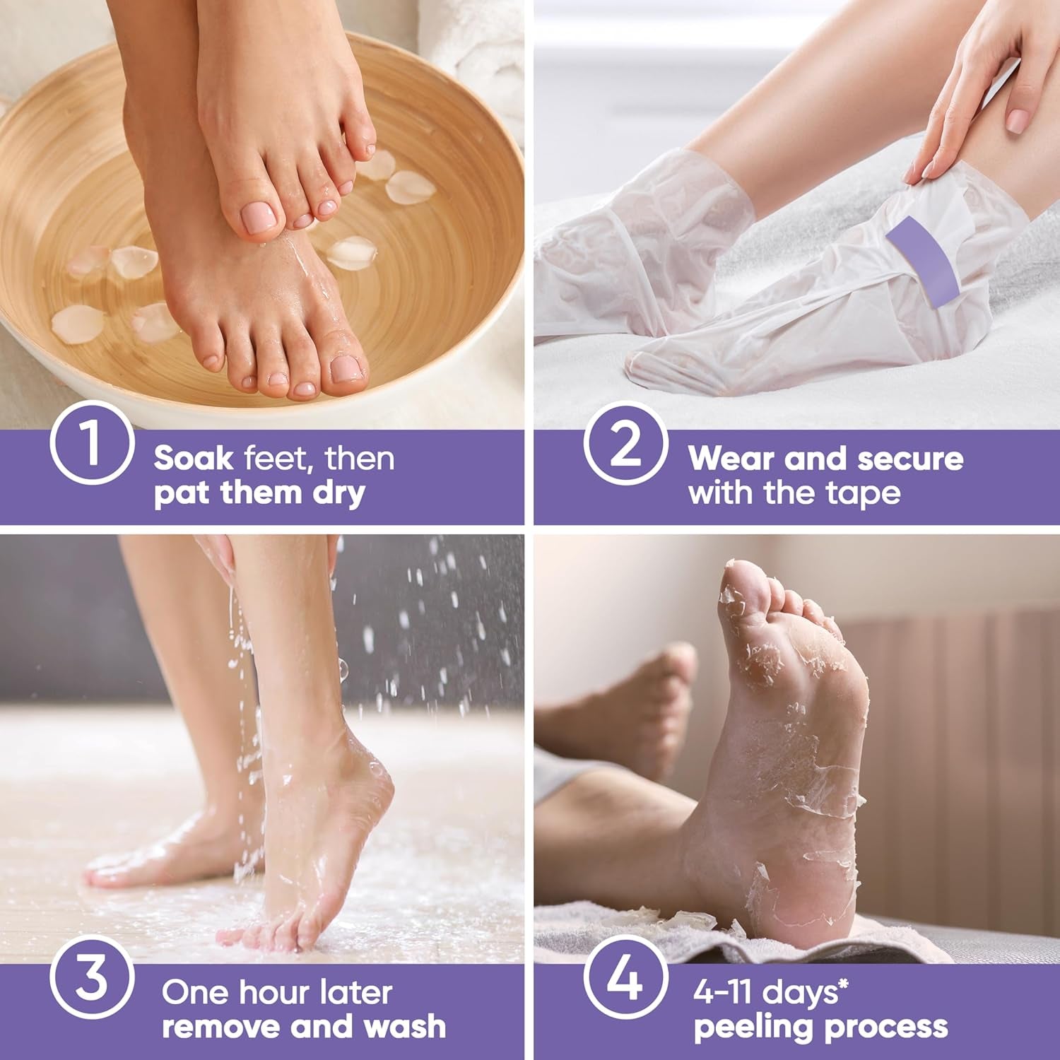 Foot Peeling Mask for Dry Cracked Feet | Foot Mask to Exfoliate Rough, Cracked, Dry Feet, Calluses for Soft Baby Feet Results | Made with Aloe Vera Extract for Women & Men (2 Pairs) | Lavender