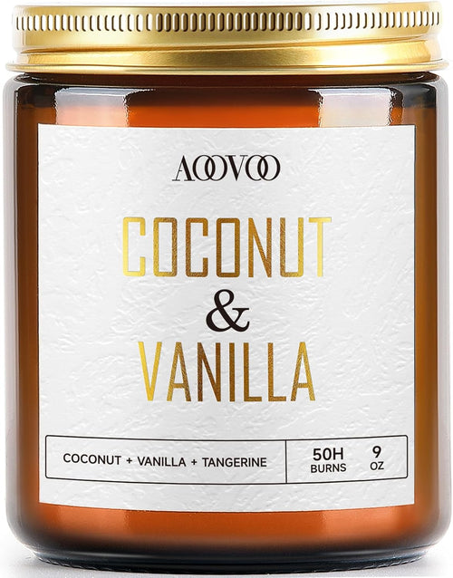 Coconut Vanilla Candles - 9 Oz Scented Candles, Aromatherapy Candle, Soy Candle for Home Scented