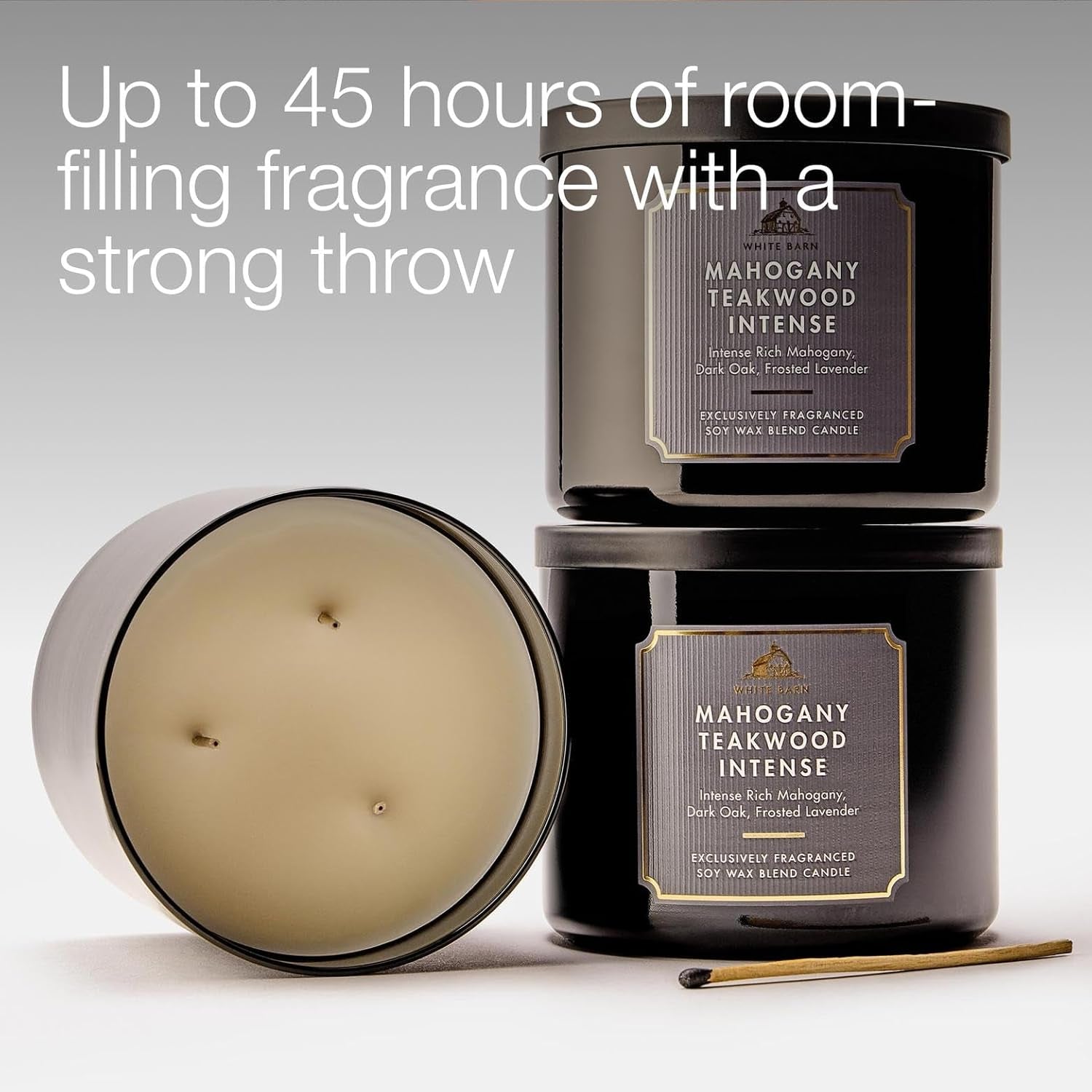 Mahogany Teakwood Intense 3-Wick Candle - Scented Candle for At-Home Use - Long-Lasting, Room-Filling Fragrance - High Fragrance Oil Concentration - 2-Pack