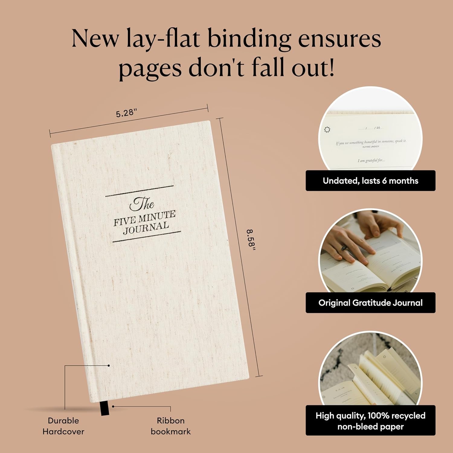 the Five Minute Journal - Original Daily Gratitude Journal for Women & Men - Mindfulness, Happiness & Daily Reflection - Undated Planner - Affirmation Journal - Gifts for Women