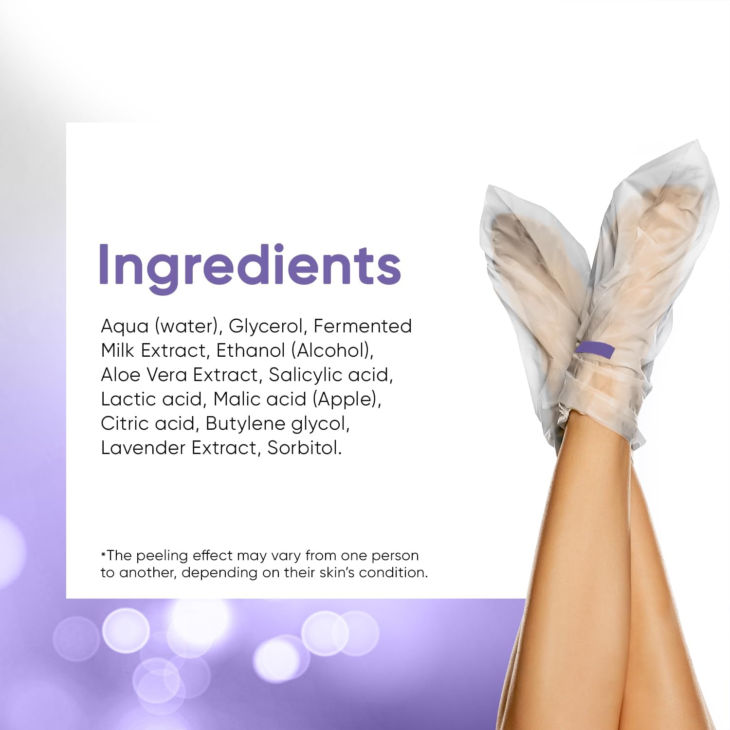 Foot Peeling Mask for Dry Cracked Feet | Foot Mask to Exfoliate Rough, Cracked, Dry Feet, Calluses for Soft Baby Feet Results | Made with Aloe Vera Extract for Women & Men (2 Pairs) | Lavender