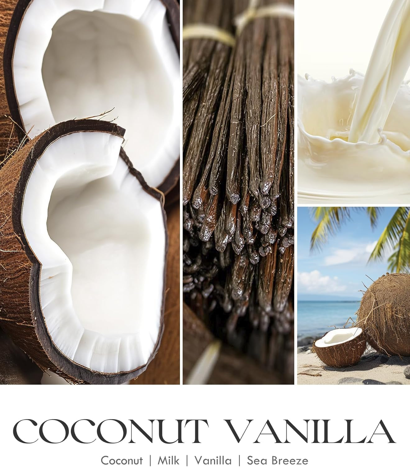 Coconut Vanilla Candles - 9 Oz Scented Candles, Aromatherapy Candle, Soy Candle for Home Scented