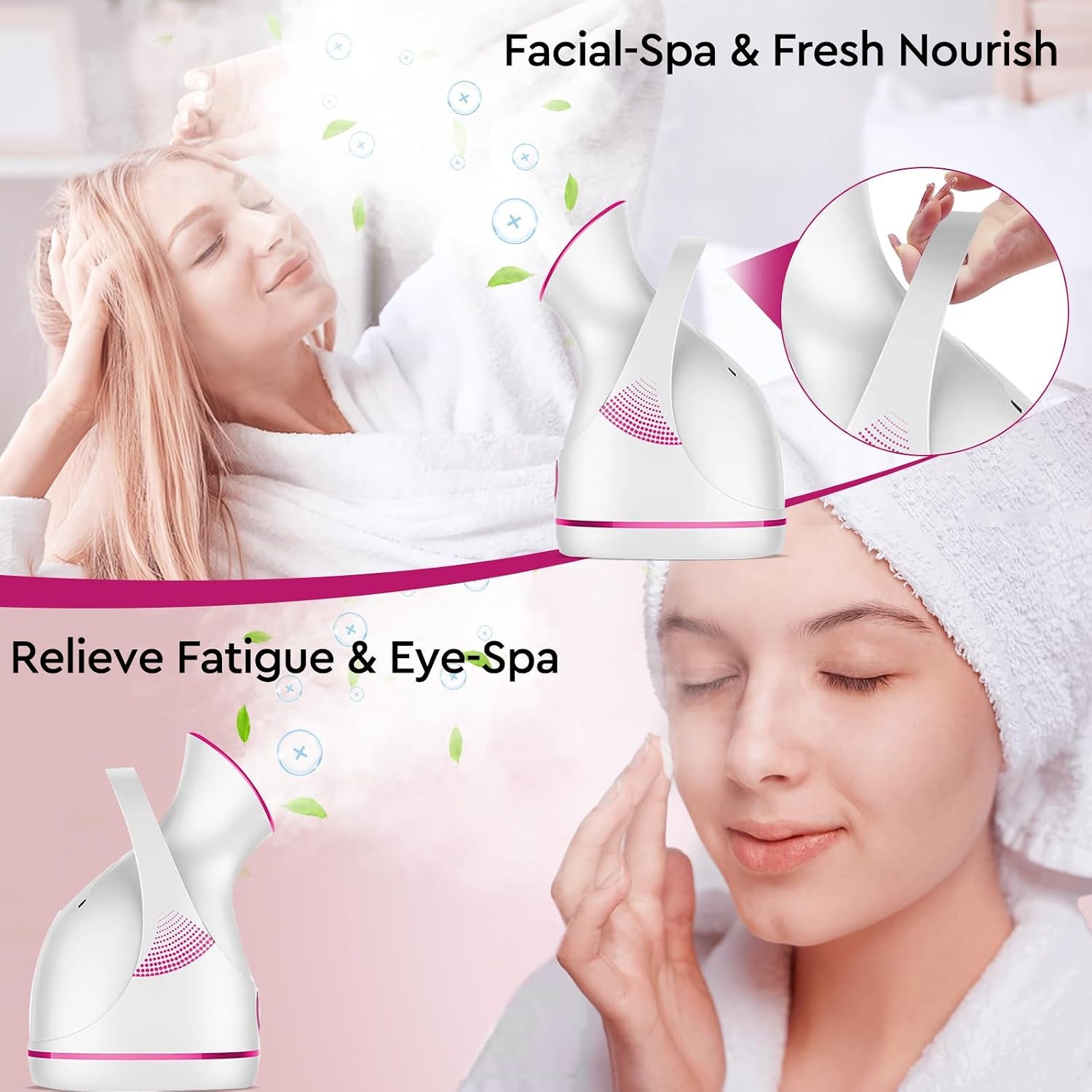 Facial Steamer - Nano Ionic Face Steamer Warm Mist Steamer for Home Sauna SPA, Humidifier for Face Steamer for Deep Cleaning Unclogs Pores Sinuses - Bonus 5 Piece Stainless Steel Skin Kit