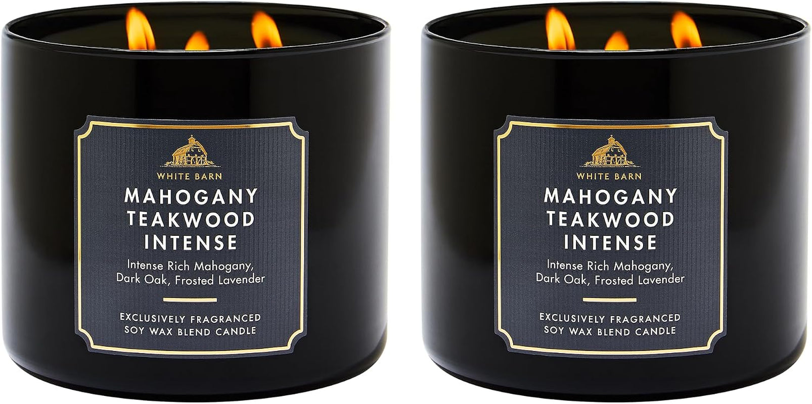 Mahogany Teakwood Intense 3-Wick Candle - Scented Candle for At-Home Use - Long-Lasting, Room-Filling Fragrance - High Fragrance Oil Concentration - 2-Pack