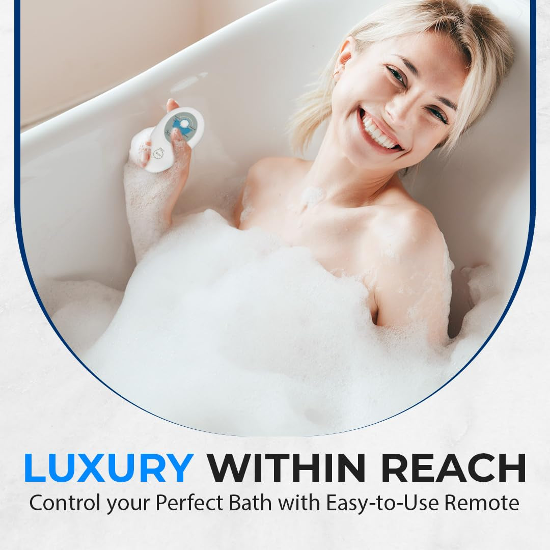 Portable Spa Bubble Bath Massager - Thermal Spa Waterproof Non-Slip Mat with Suction Cup Bottom, Motorized Air Pump & Adjustable Bubble Settings - Remote Control Included -  PHSPAMT22