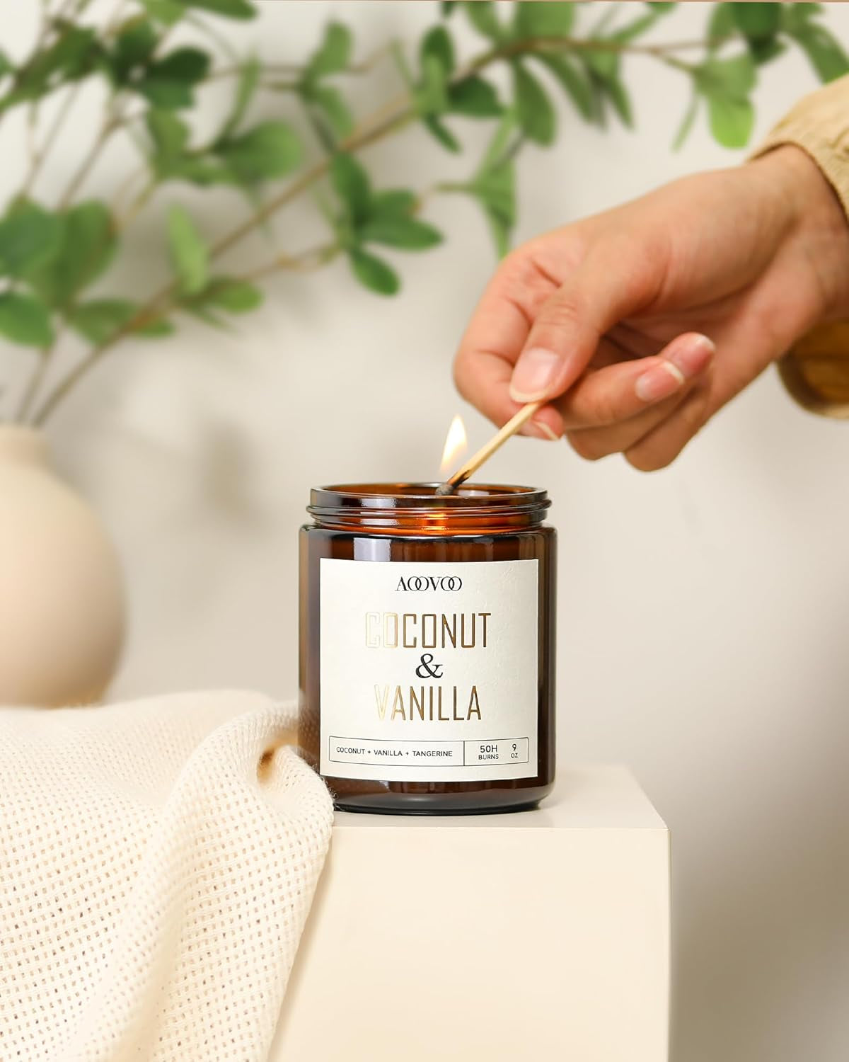 Coconut Vanilla Candles - 9 Oz Scented Candles, Aromatherapy Candle, Soy Candle for Home Scented