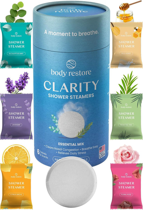 Shower Steamers Aromatherapy 6 Pack – Fathers Day Gift for Dad, Birthday Gifts for Women & Men, Spa Stress Relief & Relaxation Self Care Gifts – Premium Clarity Essential Oil Tablets