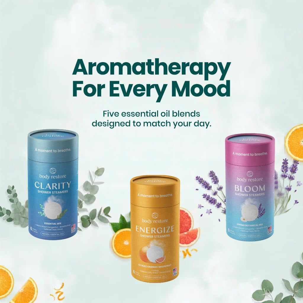 Shower Steamers Aromatherapy 6 Pack – Fathers Day Gift for Dad, Birthday Gifts for Women & Men, Spa Stress Relief & Relaxation Self Care Gifts – Premium Clarity Essential Oil Tablets